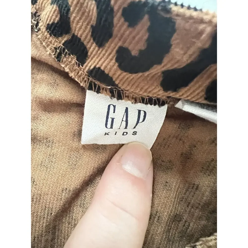 Girls Gap Leopard Print Lightweight Corduroy Ruffle Twirl Fall Dress Sz XL 12